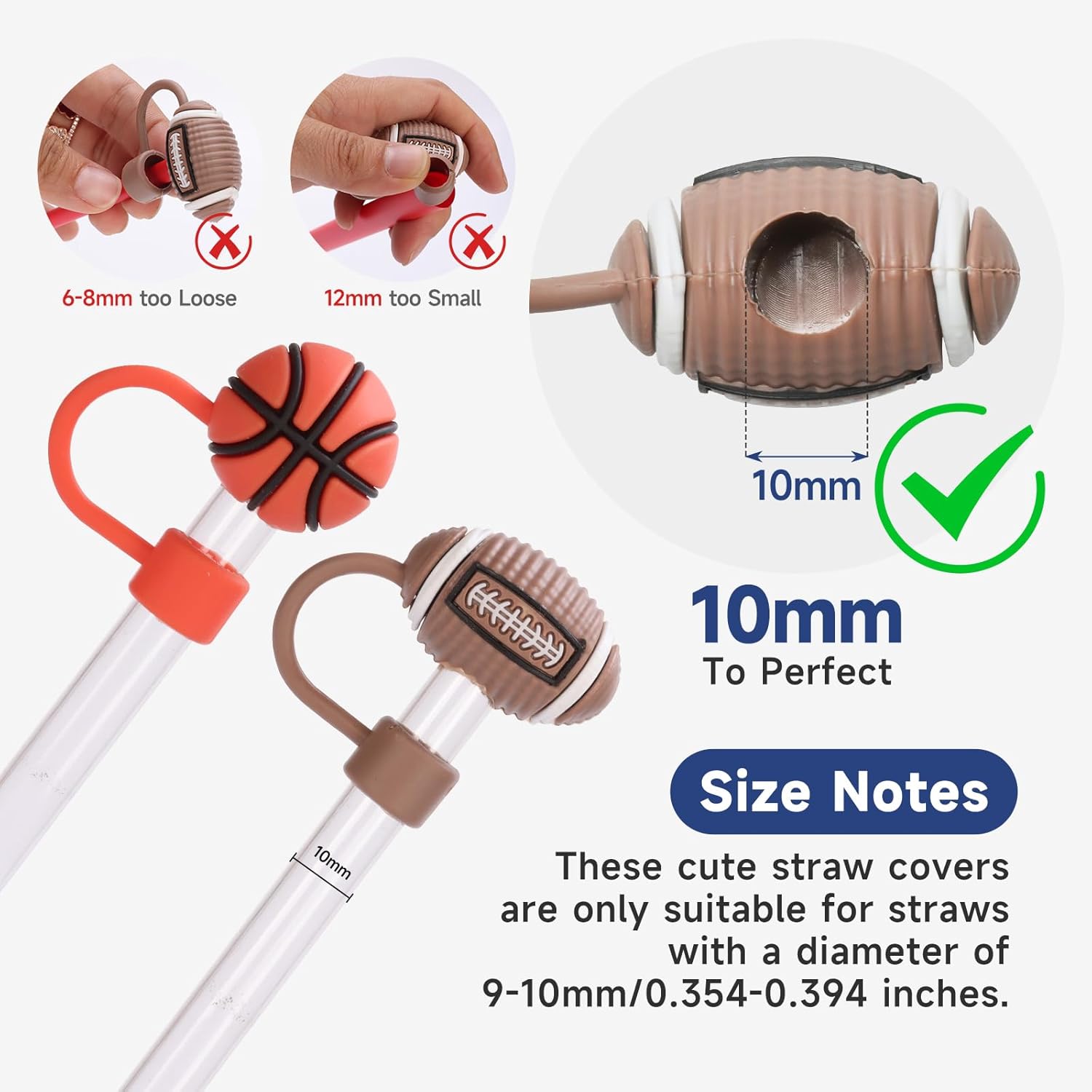 (6Packs) 10mm Basketball, football, rugby GamePad PVC Silicone Straw Covers Caps Straw Tips Cover for Stanley Tumblers Reusable Drinking Straws Christmas Gifts - Image 6