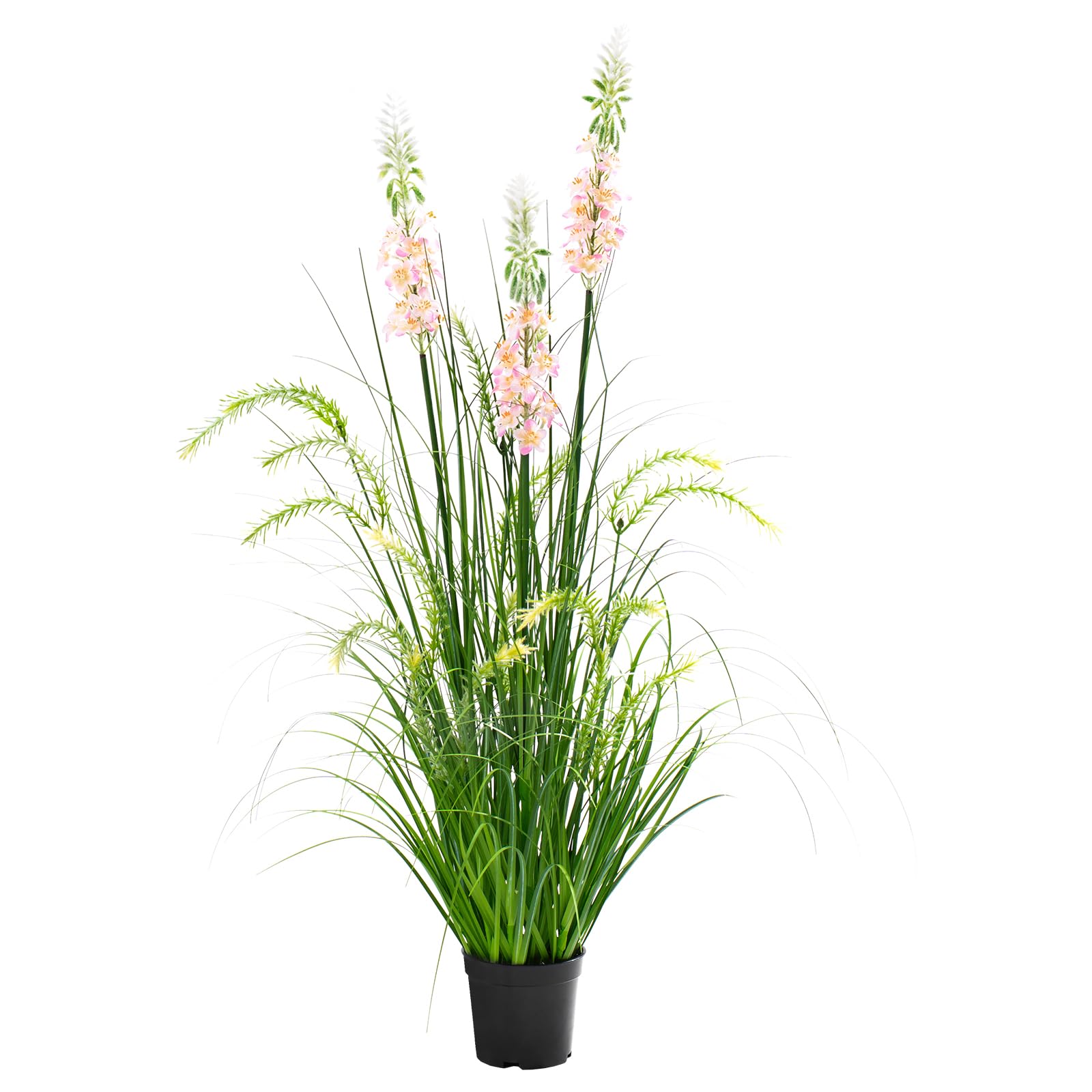 ZEEOZE 90cm Artificial Reed Grass with Three Flowers Artificial Indoor Outdoor Fake Onion Grass Plant Home Decor Garden Office Wedding Decorative Potted Plant Faux Greenery Housewarming Gift (1 Pack)