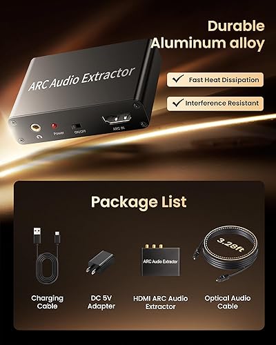 Miniatura 7 de Extractor de audio HDMI ARC 4K60Hz, 192 KHz Adaptador convertidor divisor de audio HDMI ARC a Óptico TOSLINK SPDIF + RCA LR + Coaxial y Analógico