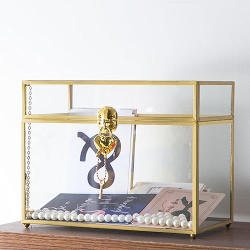 Miniatura 7 de Kendiis Caja de cristal para tarjetas de boda con ranura y cerradura, caja grande transparente para tarjetas, caja de almacenamiento de tarjetas de