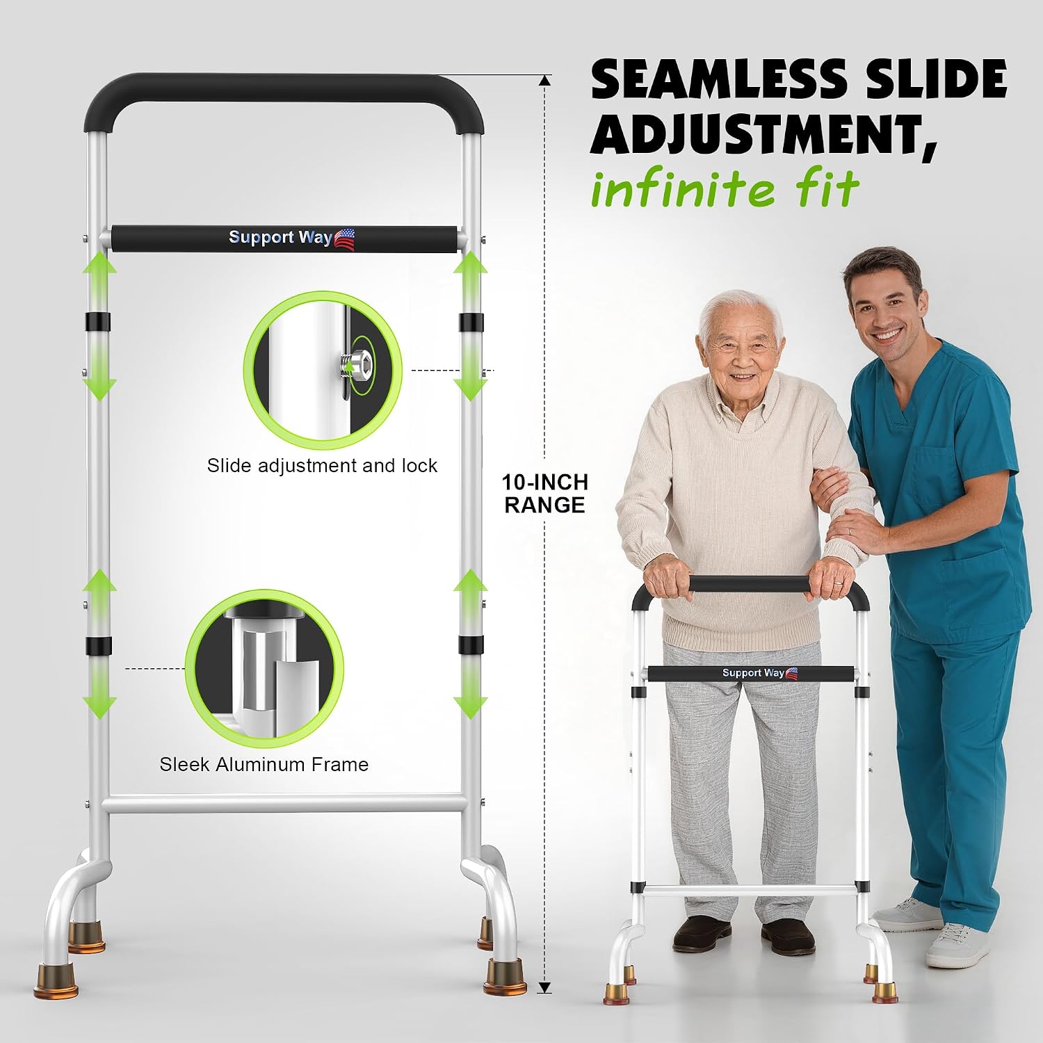 Stand Assist for Chair & Couch - Adjustable Standing Aid with Wide Base, Standing Up Canes for Toilet;Supports 600lbs, Mobility Tool for Elderly & Post-Surgery Recovery (Knee/Hip)