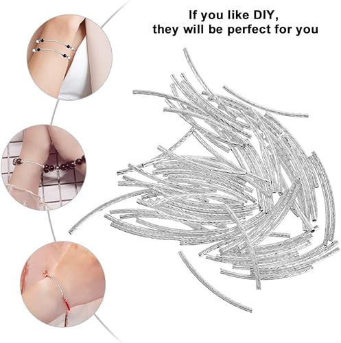 Miniatura 4 de EXCEART Cuentas espaciadoras de tubo curvado para hacer joyas, 200 unidades de cobre plateado de 1.37 pulgadas de largo, ideal para collares y