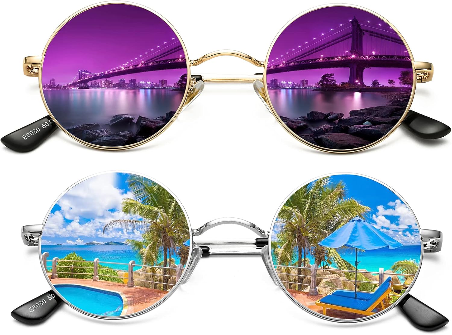 AIEYEZO Retro Round Sunglasses for Men Women Circle Polarized Sun Glasses Trendy Vintage Small Round Shades