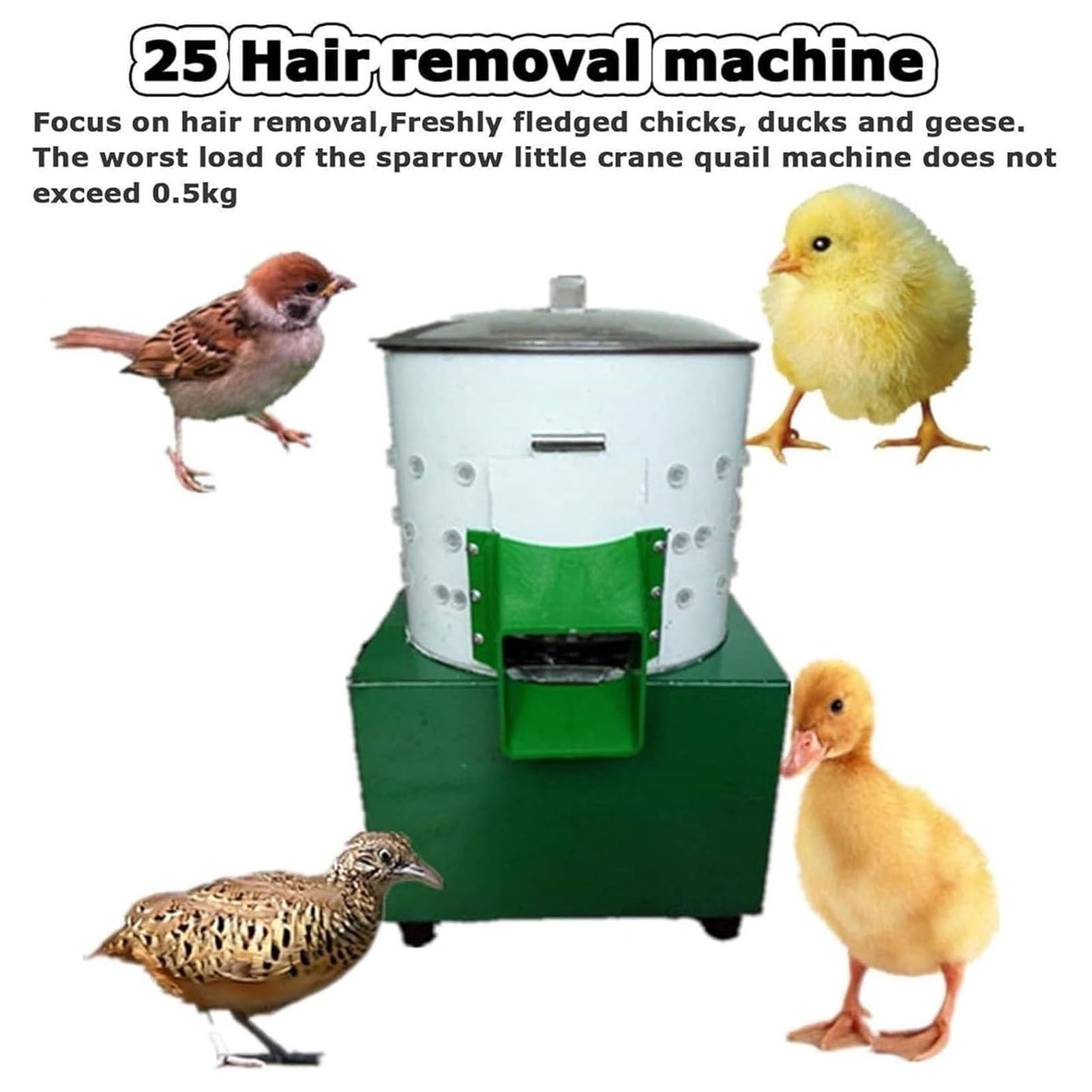Piccola spiumatrice per polli, Macchina per la rimozione delle Piume di pollame, spiumatrice Automatica per polli, volatili, Anatre, Tacchini e quaglie (Uso agricolo)