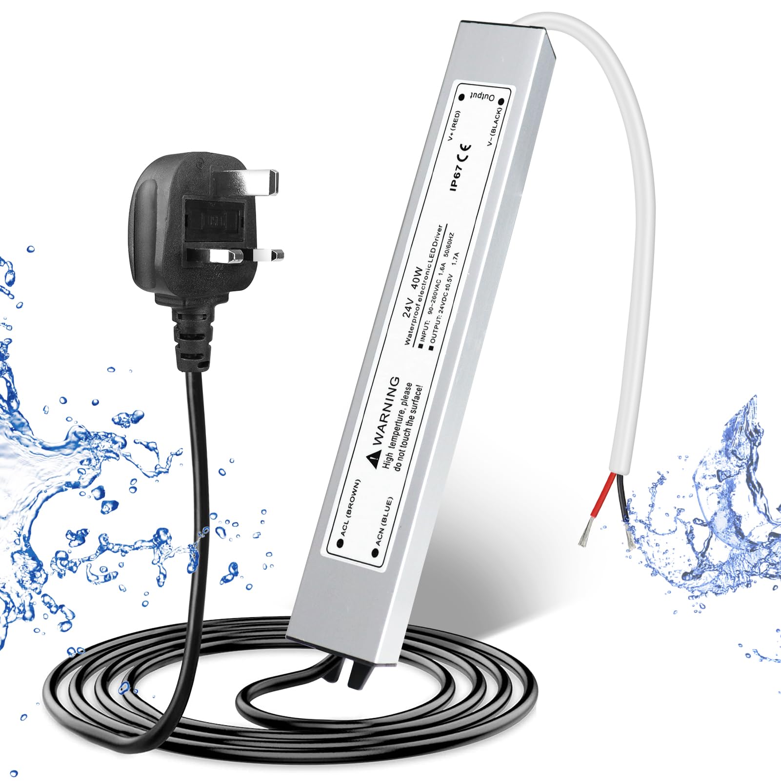 LightingWill 24V 1.66A 40W Power Supply IP67, Outdoor Waterproof LED Driver With Plug, AC 240V to DC 24 Volt Transformer for LED Lighting, CCTV, Computer Project โ image 1
