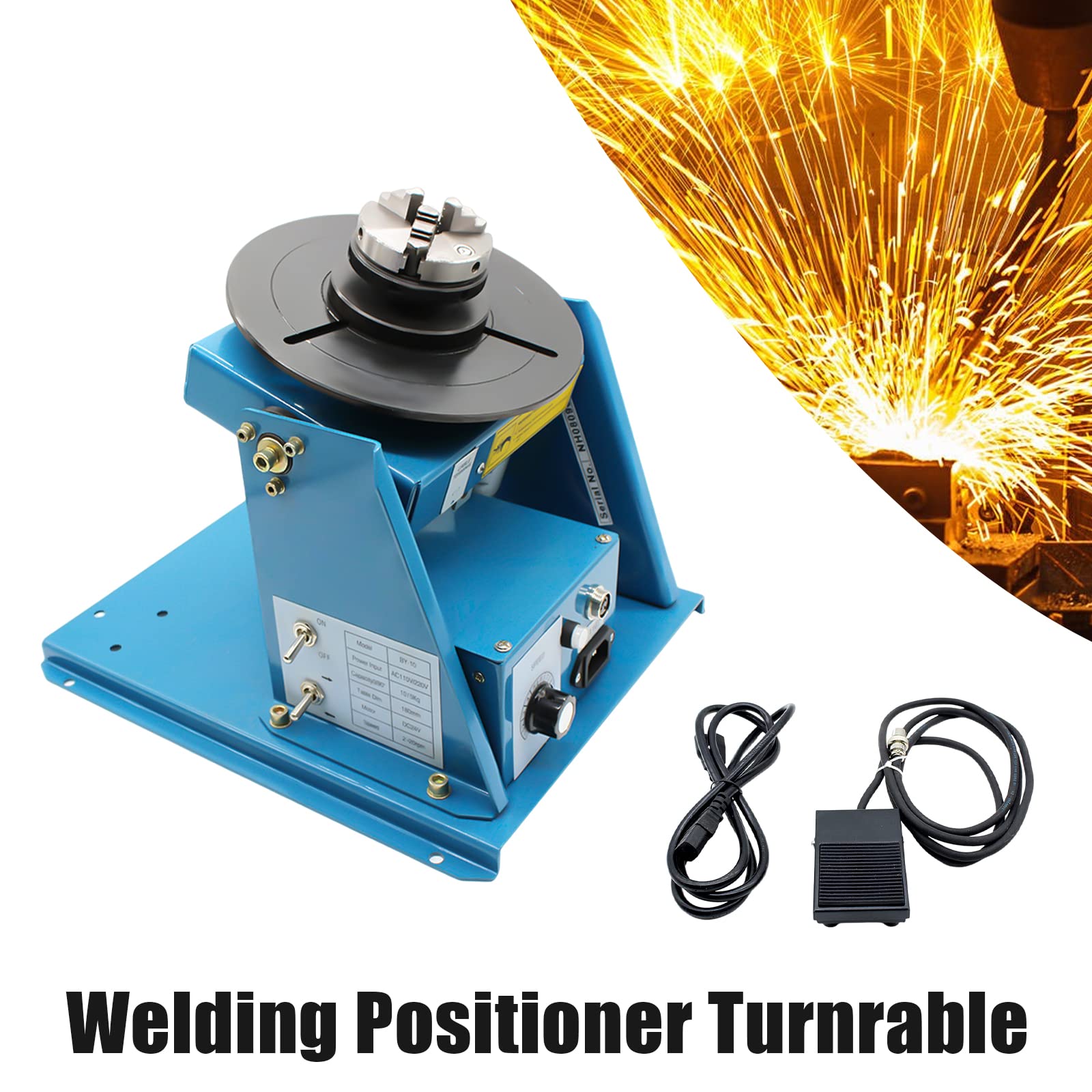 220 V stół spawalniczy pozycjoner spawalniczy 2-10 obr./min, manipulator 10 kg (poziomo) / 5 kg (pionowo), stół obrotowy 0-90°, kąt nachylenia 0-90°, uchwyt trójszczękowy do cięcia, szlifowania,
