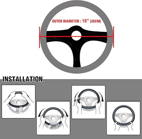 Miniatura 8 de KMMOTORS Palisade - Funda para volante de piel vegana, antideslizante, ajuste delgado para un agarre original, compatible con sensores, funciones
