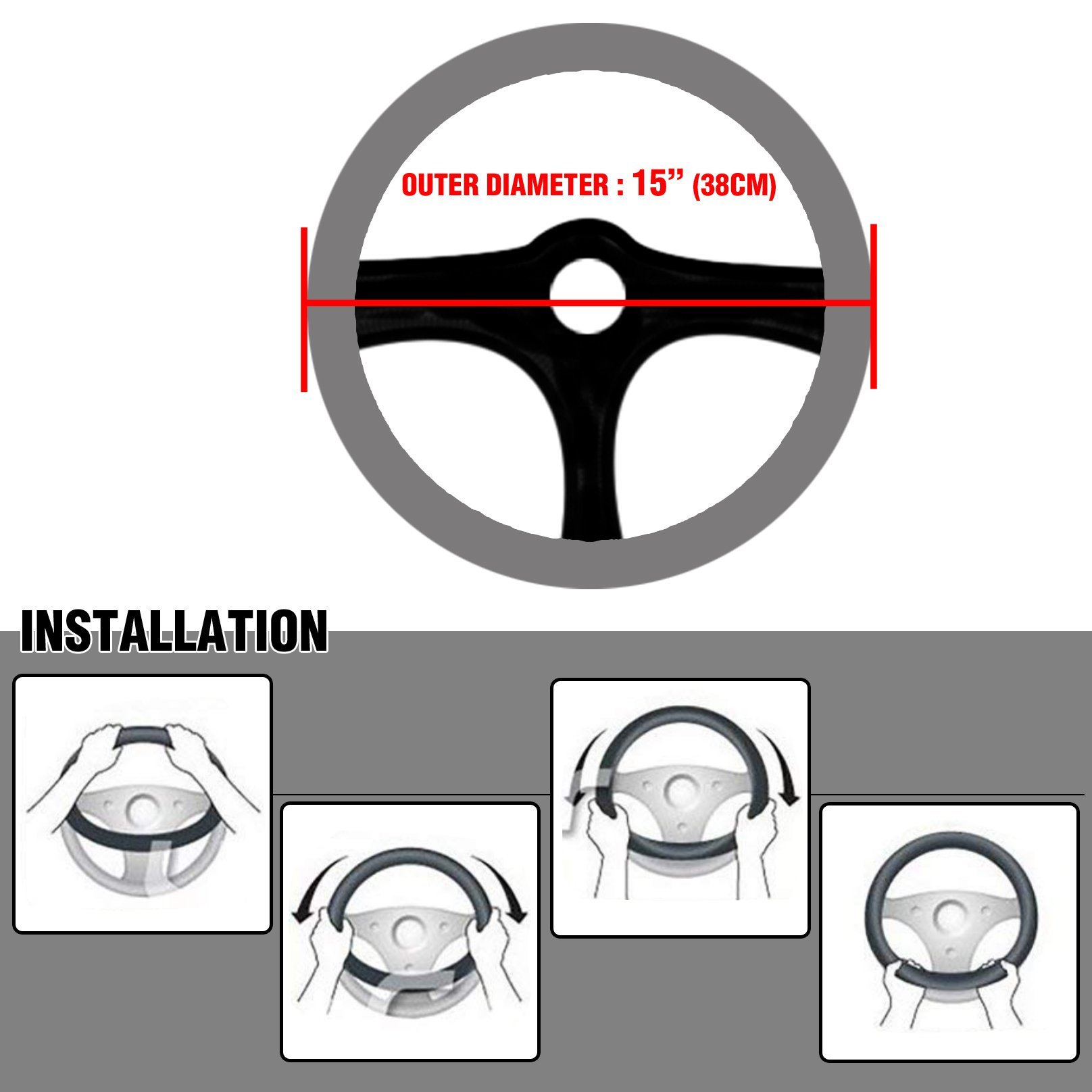 KMMOTORS Palisade Steering Wheel Cover (2019-2025) - Slim Fit Vegan Leather, Black