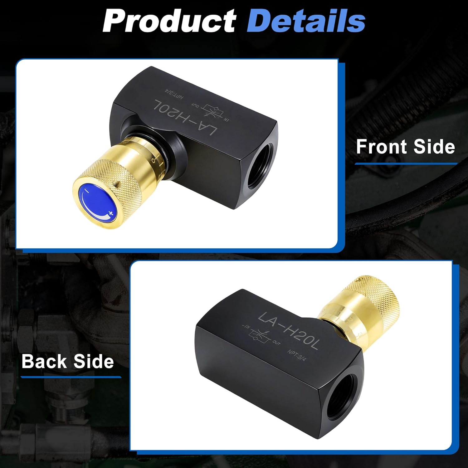 3/4" NPT Ports Hydraulic Flow Control Needle Valve, Single Direction Hydraulic Needle Valve 5000PSI, Carbon Steel Needle Valve