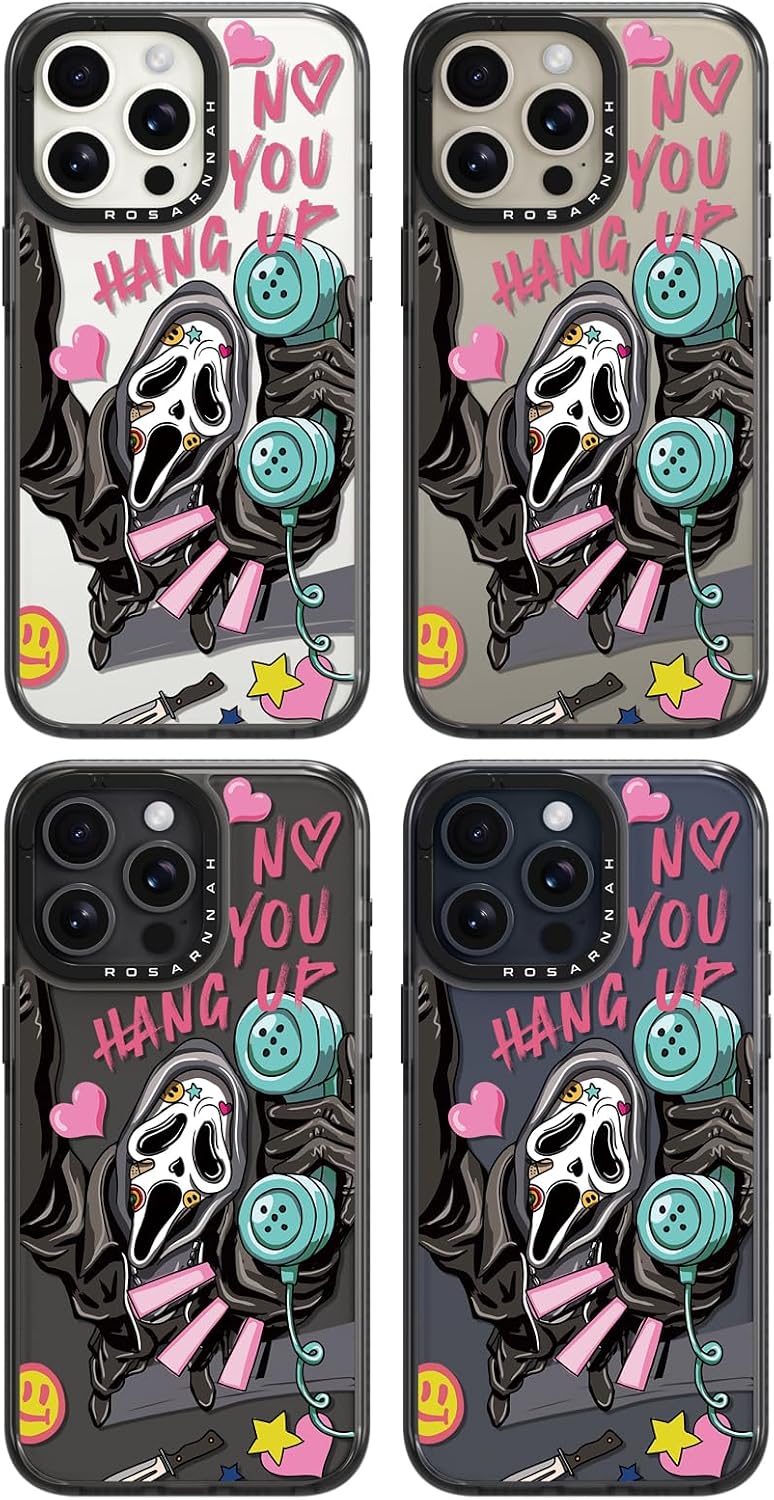 Compatible for iPhone 15 Pro Case Cute Aesthetic - Durable Shockproof 6.6 ft Drop Impact Phone Case Cover with Funny Fashion Skeleton 6.1" Black