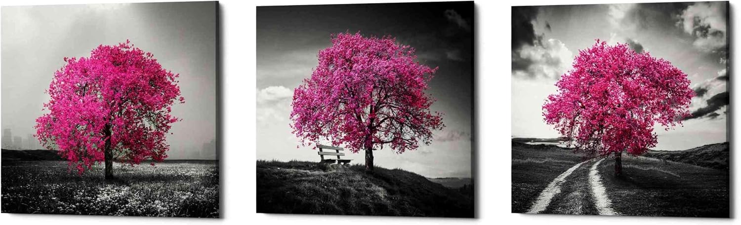 Epic Graffiti 'Vibrant Tree Series: Magenta Triptych (Set of 3)' Canvas Wall Art, 36" x 12"