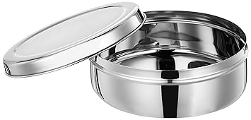 Amazon Brand - Solimo Stainless Steel Puri Dabba- 1 piece,Silver