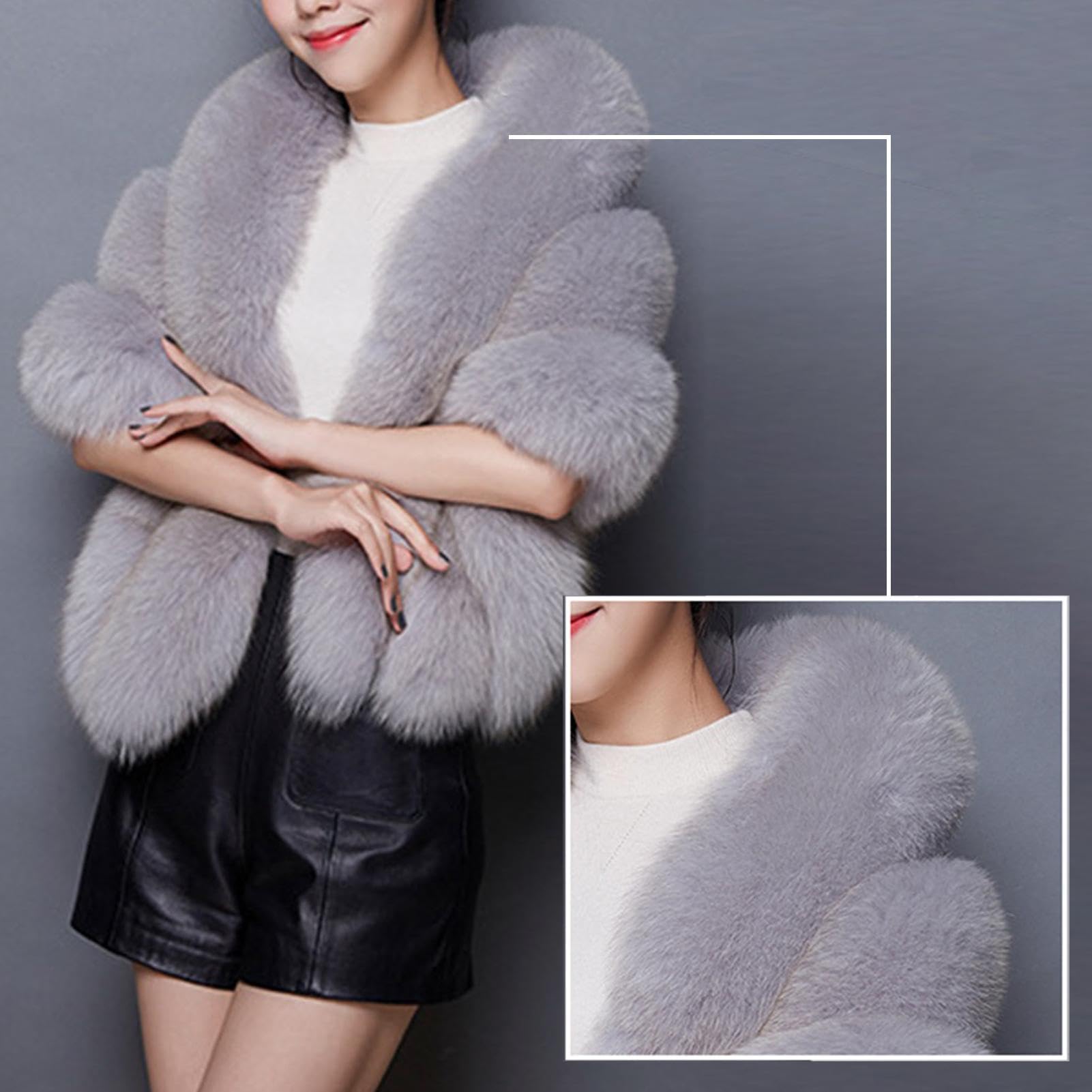 Generisch Cappotto Sherpa, sciarpa in pelliccia sintetica, calda sciarpa