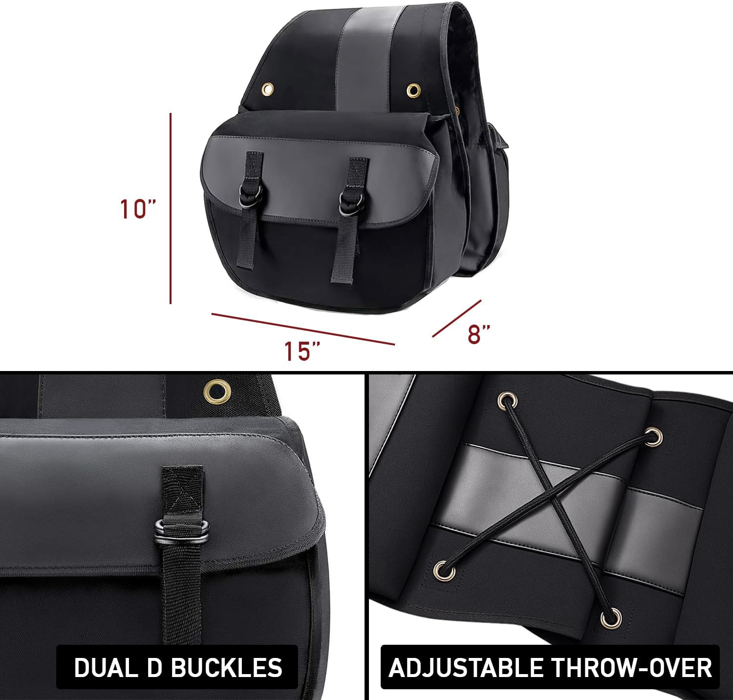 Nomad USA Quick-Easy Universal Fit Throw Over Motorcycle Canvas Biker Cargo Saddlebags (Black)