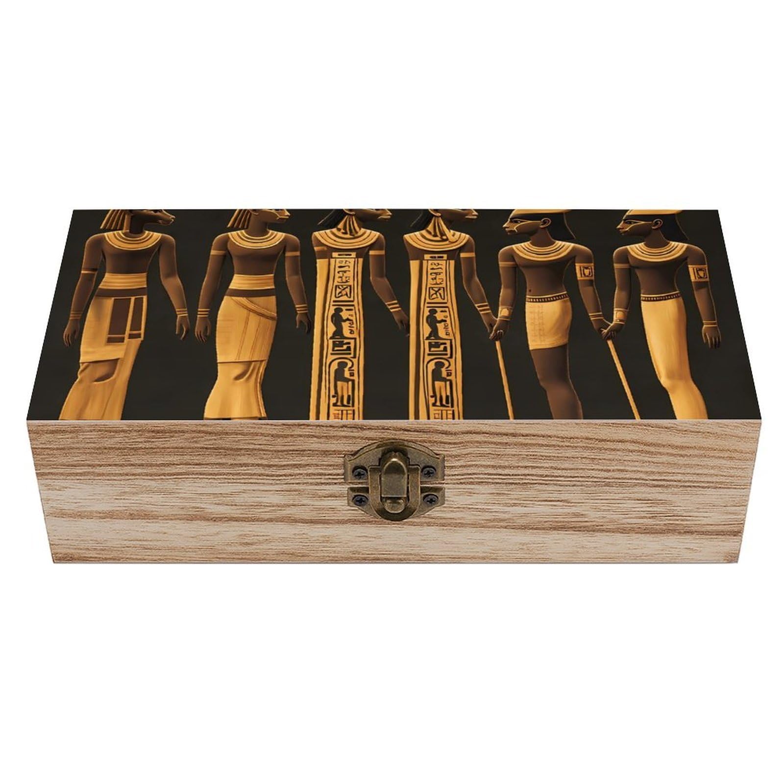 HLBSDM Ancient Egyptian Hieroglyph Wooden Storage Box