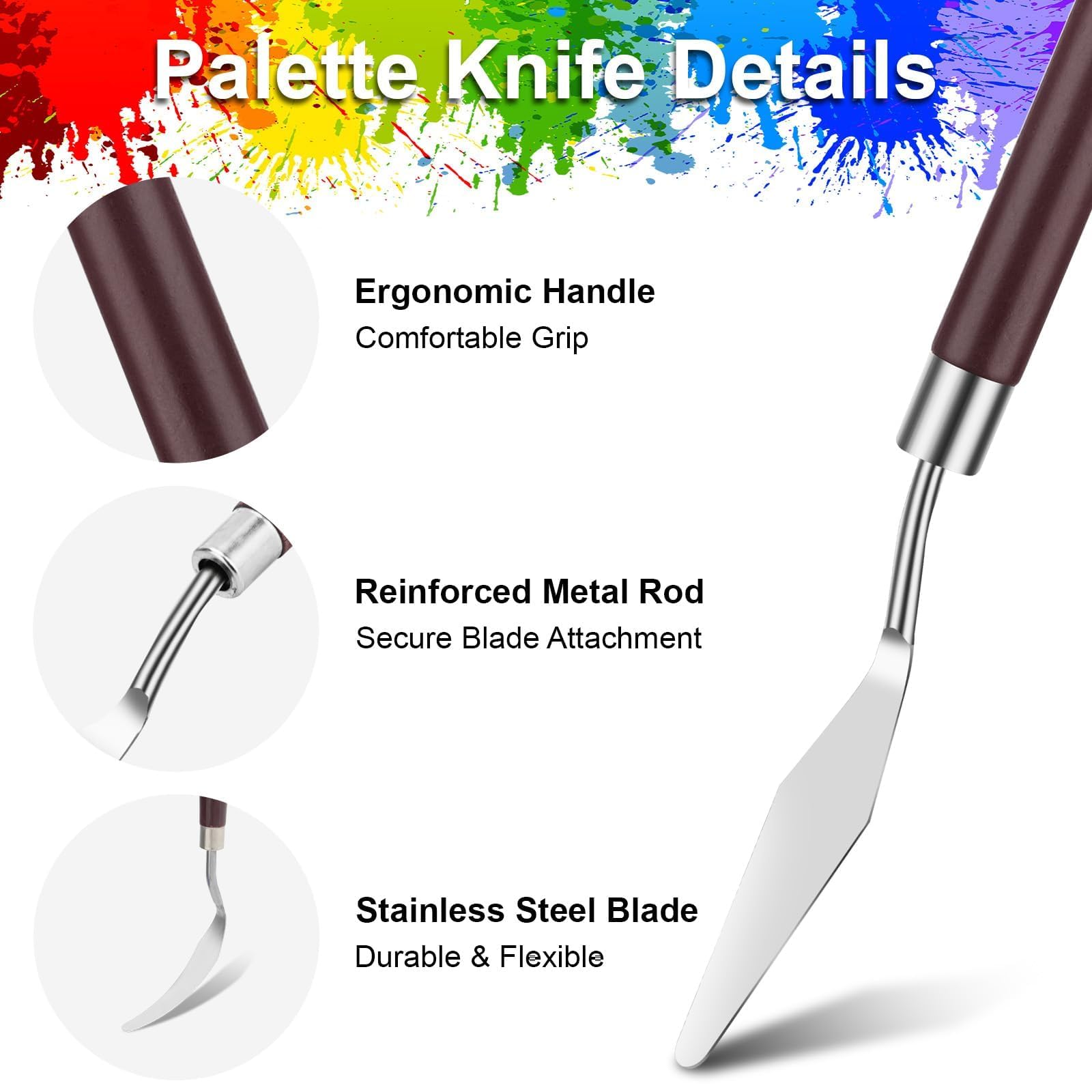 EEEKit 23 PCS Palette Knife Set, Stainless Steel Spatula Pallet Knife with Art Paint Brush, Plastic Scraper for Oil Canvas, Watercolor, Acrylic Painting