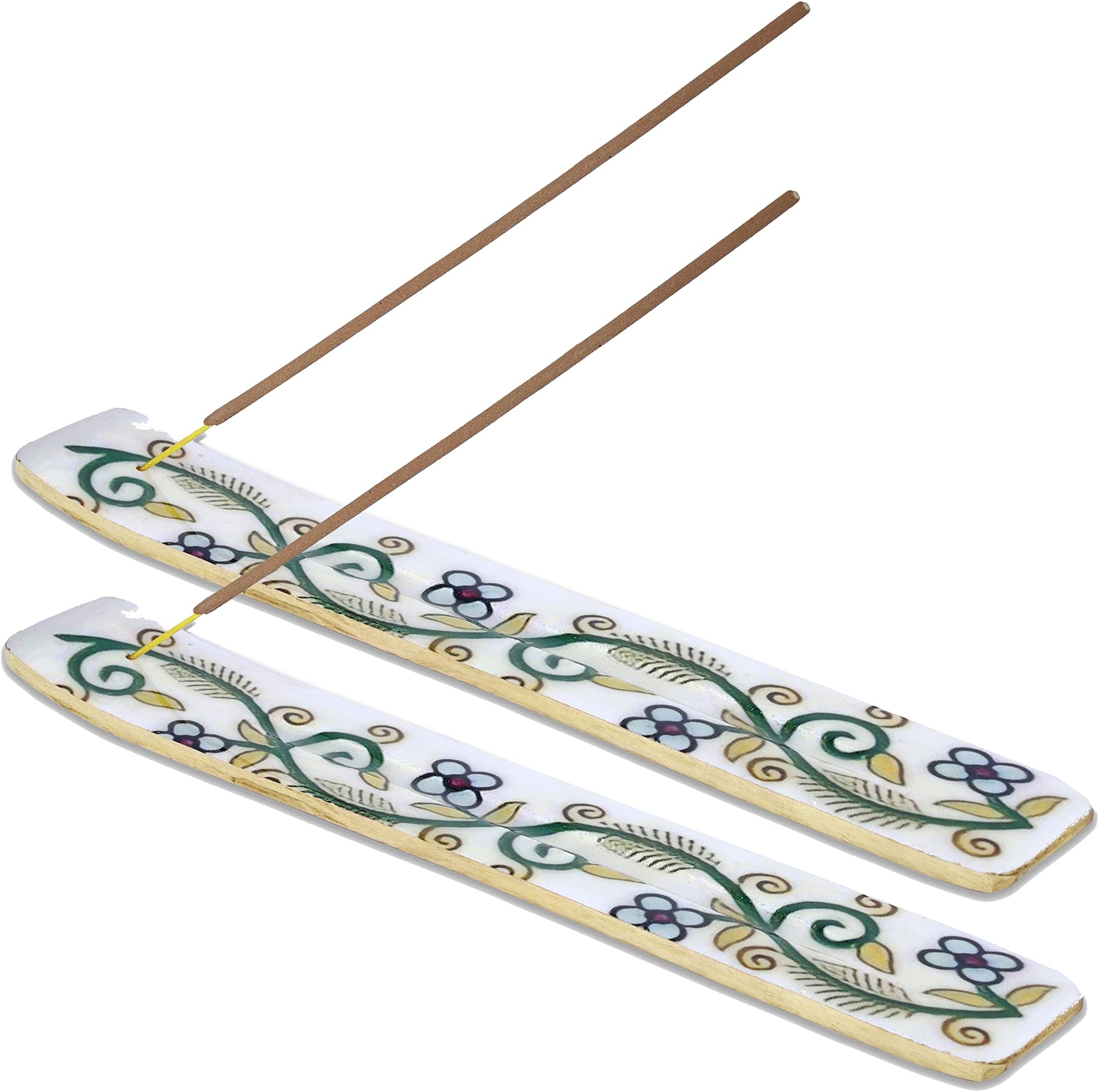 Bless-International Traditional-Handmade-Burner Wooden-Incense-Stick-Holder Ash-Catcher-Stand For-Aromatherapy-Meditation-Yoga (Inner Peace) Pack of 2