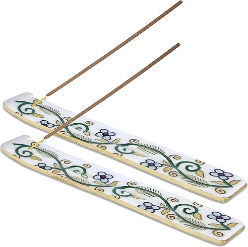 Miniatura 19 de Bless-International Quemador Tradicional Hecho a Mano de Madera Soporte para Varillas de Incienso Atrapacenizas para Aromaterapia-Meditación-Yoga