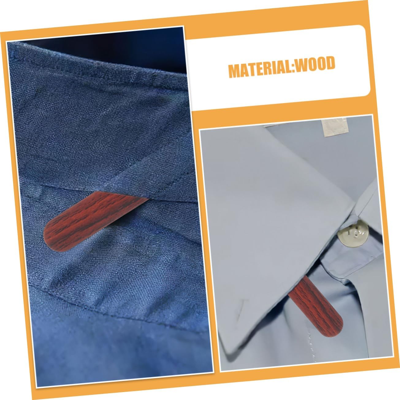 LIFKOME Men's Wooden Collar Stay Inserts for Dress Shirts 4 Pack Brown