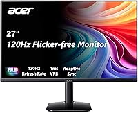Acer KB272 27" FHD IPS Monitor: 120Hz Refresh, 1ms VRB, FreeSync, 99% sRGB, HDMI/VGA - Smooth Gaming & Vivid Colors