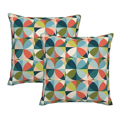 bassyil Geometric Mid Century Modern Colors Throw Pillow Covers Decorative
