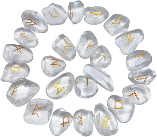 rockcloud Juego de piedras de runa de cuarzo de roca grabadas con letras grabadas para cristales de Wicca, curación de chakras, reiki