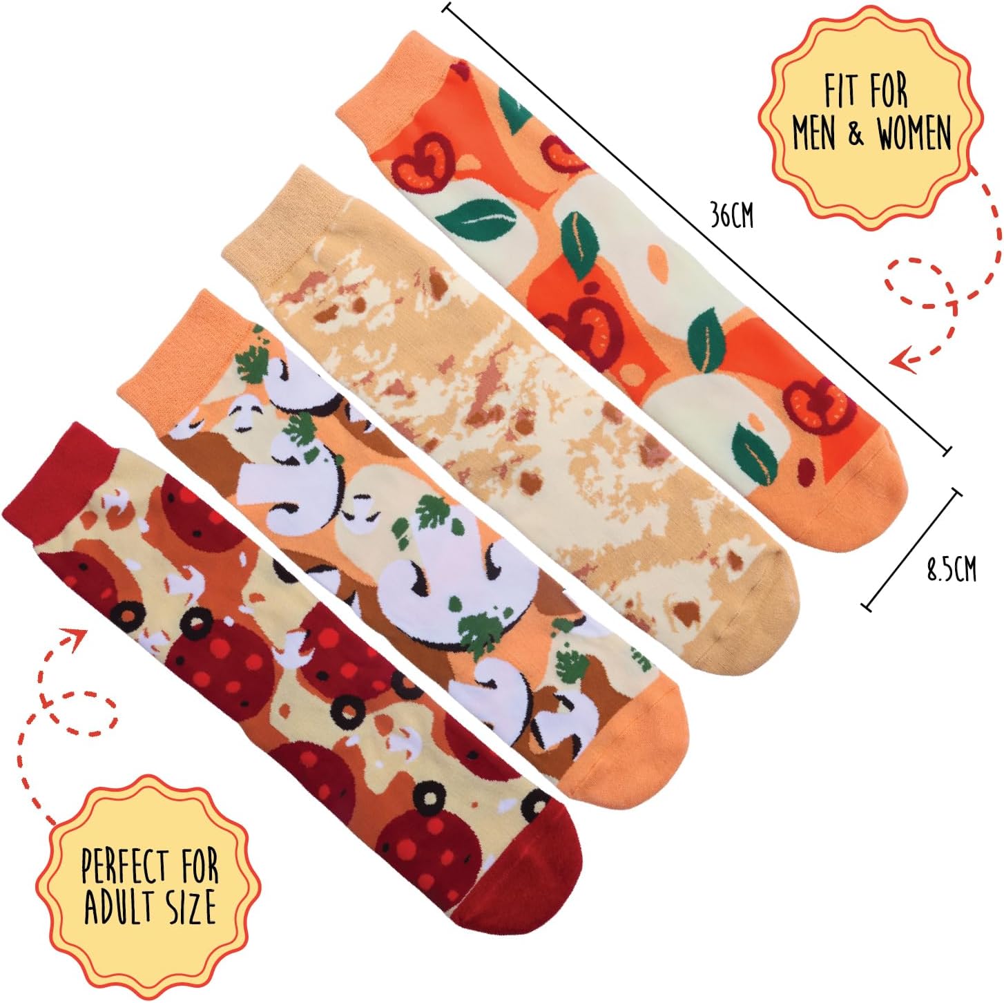 4 and 1 Pairs Pizza Socks in a Box with 2 or 4 Designs - One Size Fits Most.Novelty Socks. Funny Gift. Men, Women - Image 3