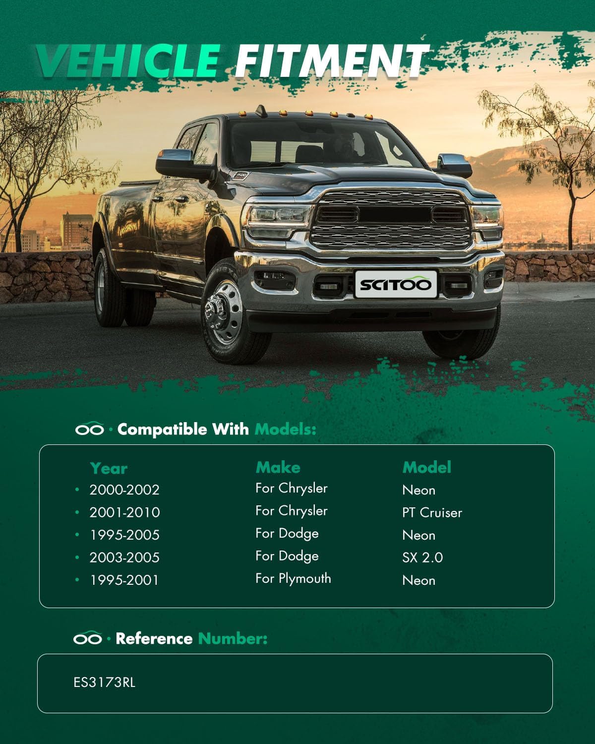 SCITOO 2pcs Suspension Kit 2 Front Outer Tie Rod End fit for Chrysler Neon PT Cruiser for Dodge Neon SX 2.0 for Plymouth Neon 1995-2005 Es3173Rl