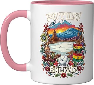 Potosí Vacation Bolivia Travel Souvenir Ceramic Mug, Pink/White