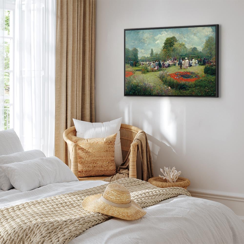 murando - Obraz na Płótnie ze Strukturą Claude Monet Spotkanie w Ogrodzie 60x40 cm - Nowoczesny Obraz Ścienny jak Malowany - Zdjęcie Nowowczesna Dekoracja Ścienna do Sypialni b-B-10324-b-a