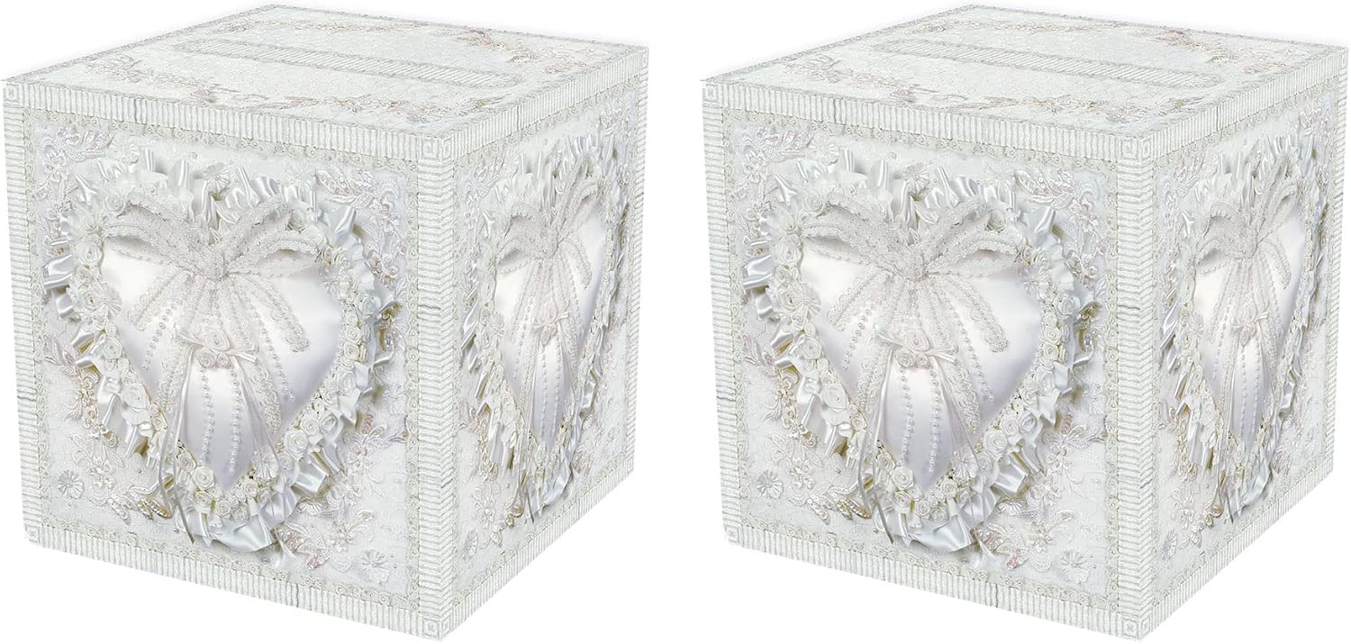 Beistle 2 Piece White Card Box Holders for Weddings, Baby Shower, Birthday and Graduation Celebrations