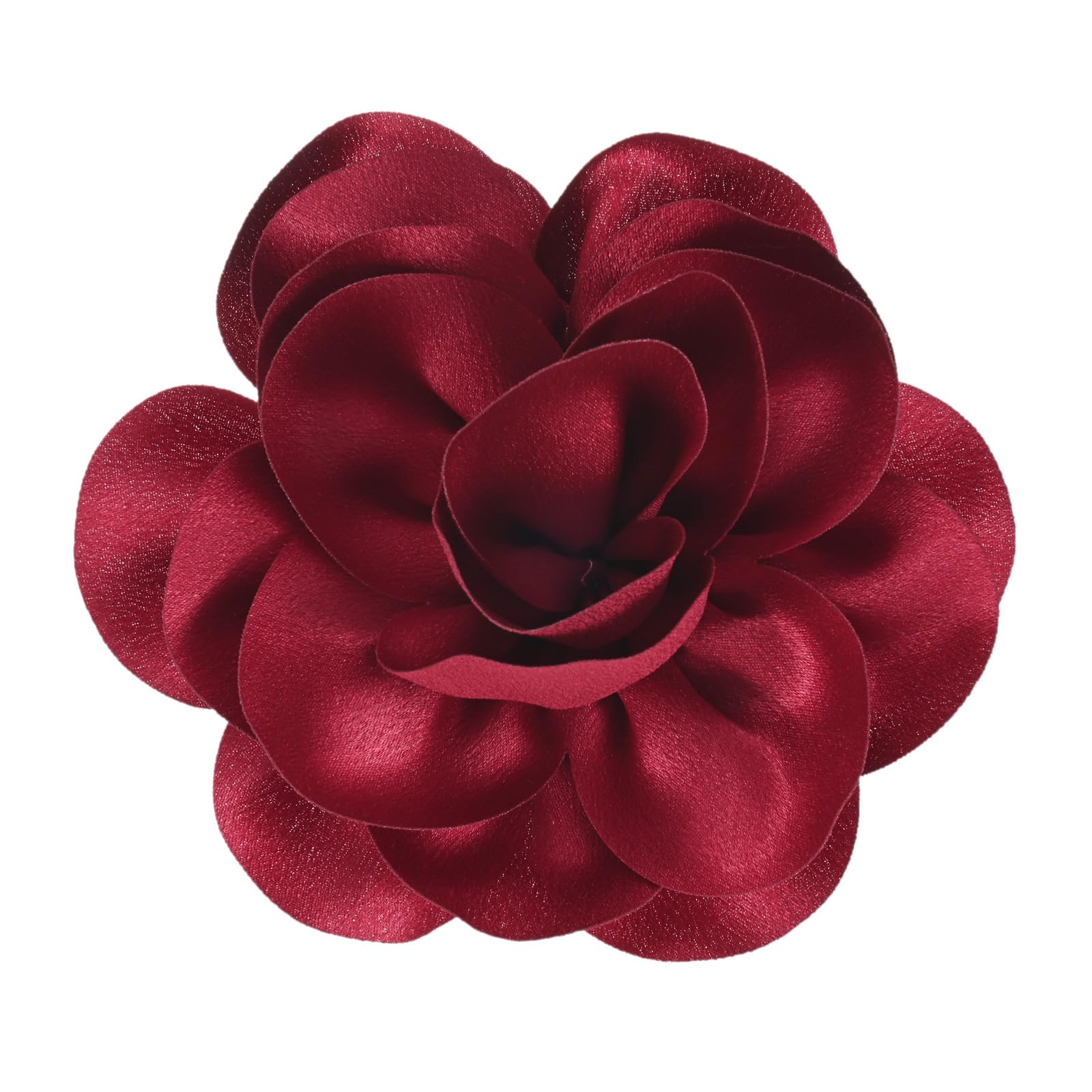 M METERXITY Rose Flower Brooches and Pins for Women 5.5 Inch Lapel Pins Dainty Satin Fabric Big Camellia Hair Flowers Clips for Wedding/Parties/Clothes/Jewelry [14cm
