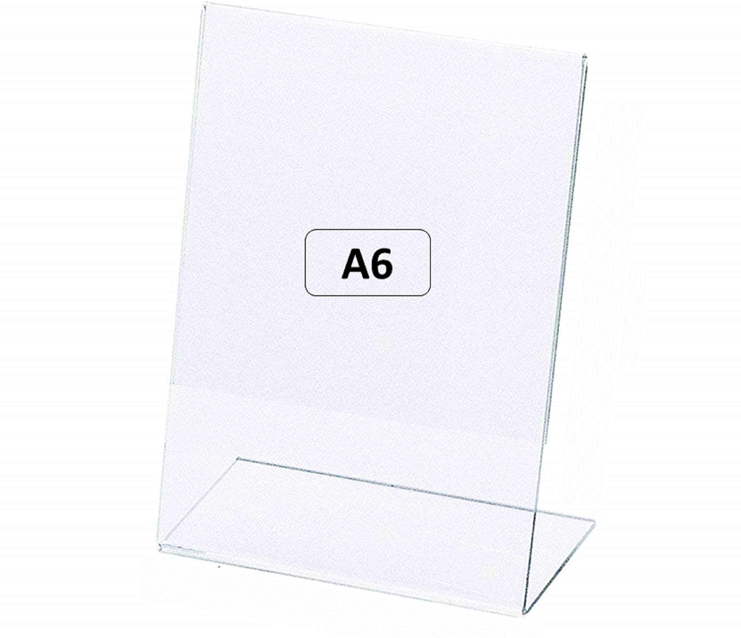 PorpoisePorpoise A6 SIZE Acrylic Menu Sign Holder (Pack of 3) L Shape Portrait Style, Notice in Classroom, QR Code Display (Pack of 3)