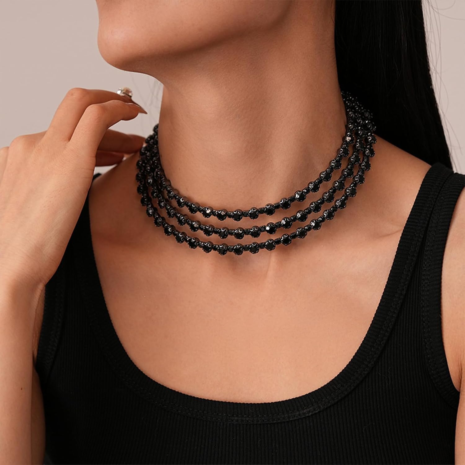 Silver Rhinestone Necklace for Women Sparkly Tennis Choker Necklaces for Woman Layered Wedding Necklaces for Brides Rhinestone Jewelry - Image 4