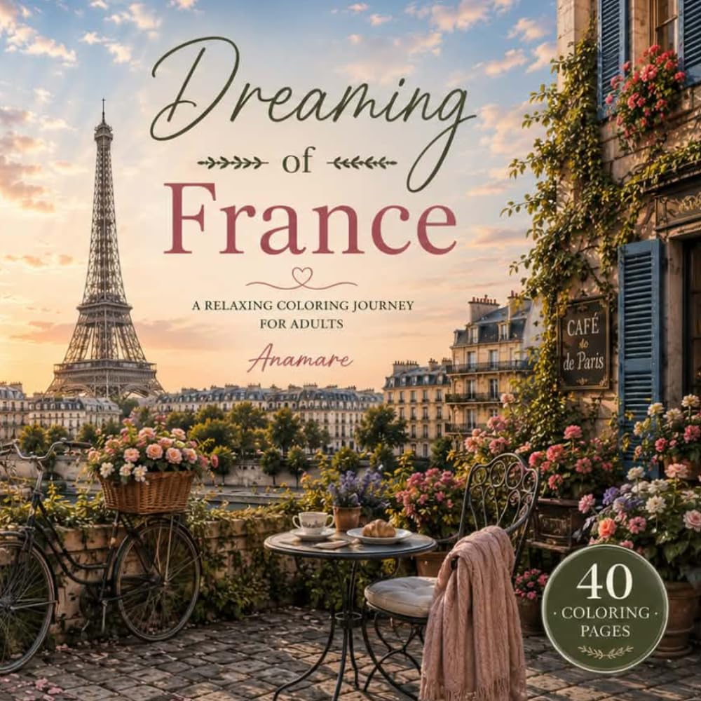 Dreaming of France: A Journey Through France (Cozy Escape Coloring Collection)