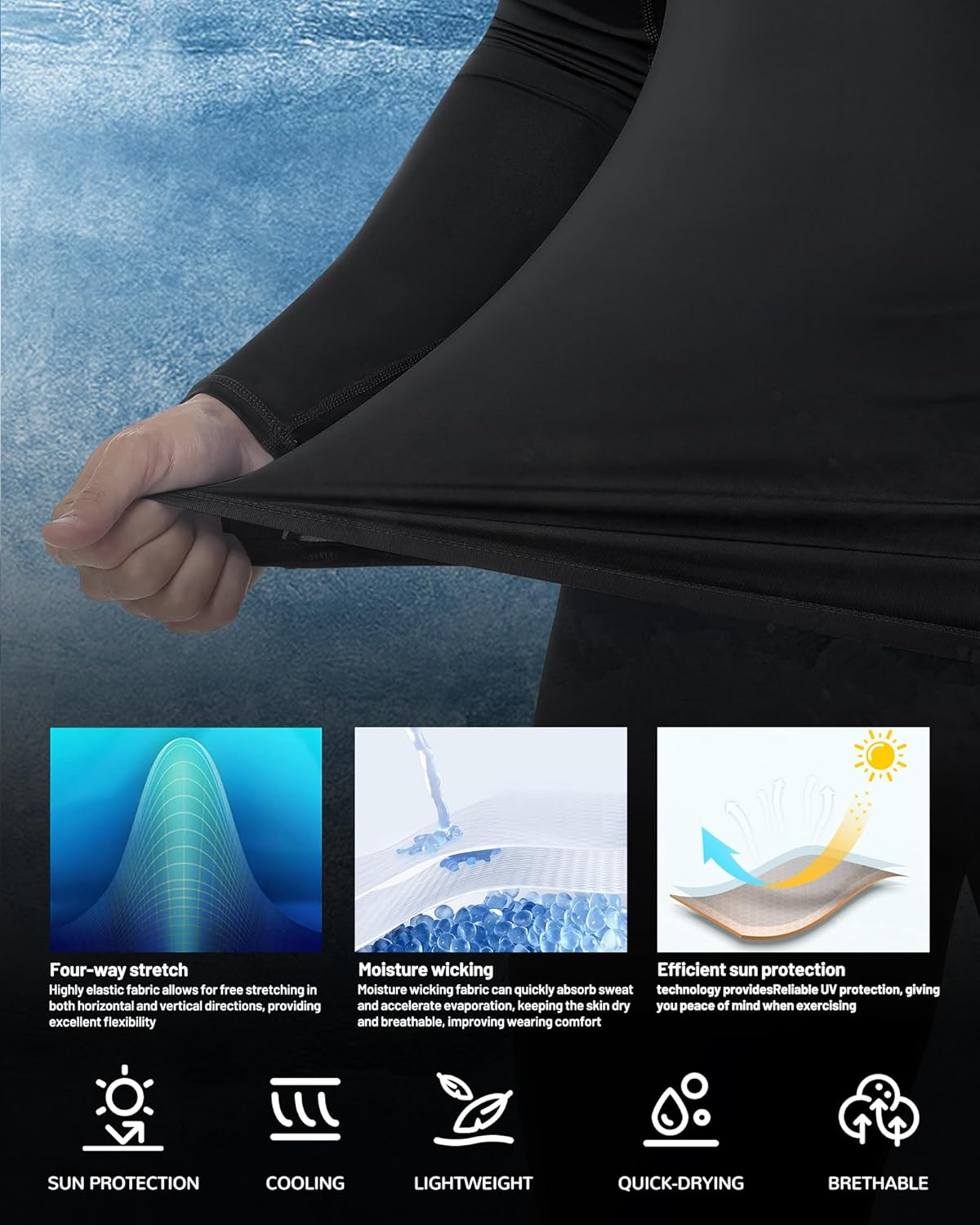 Men's UPF 50+ Long Sleeve Compression Shirts Cool Dry Workout Undershirts Athletic Base Layer for Sports Running Gym - Image 5