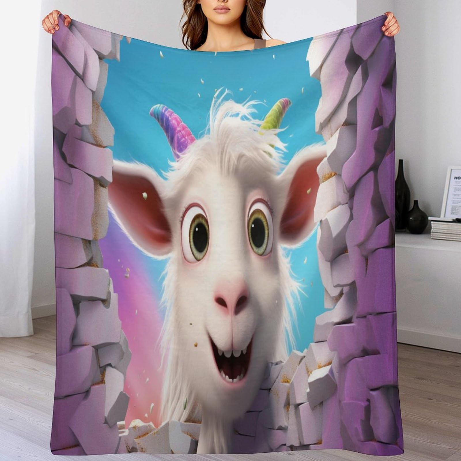 Couverture chèvre anti-frissons en flanelle légère contre le froid sur votre canapé