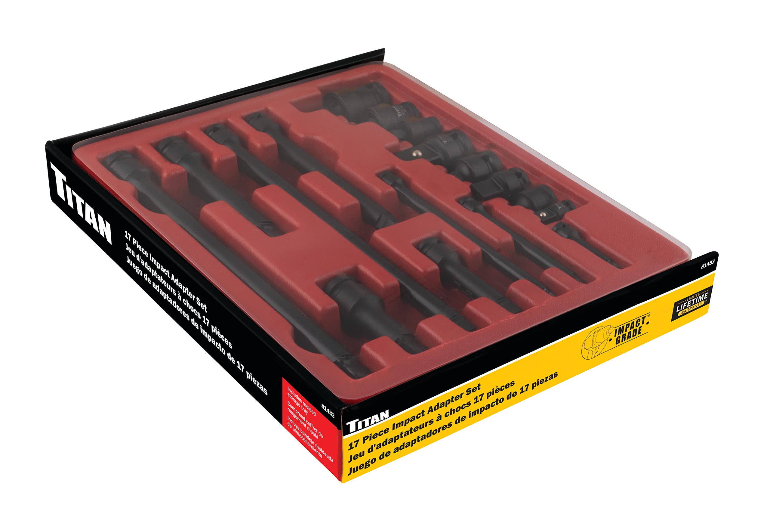 Titan 81483 17-Piece Impact Adapter Set Includes Universal Joints
