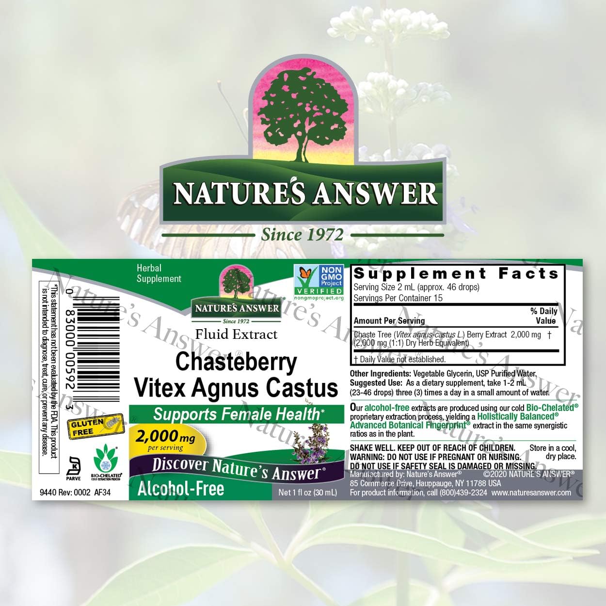 Nature's Answer Alcohol-Free Vitex Berry, 1-Fluid Ounce | Promotes Hormonal Balance | Ovulation Support | Menopausal Support