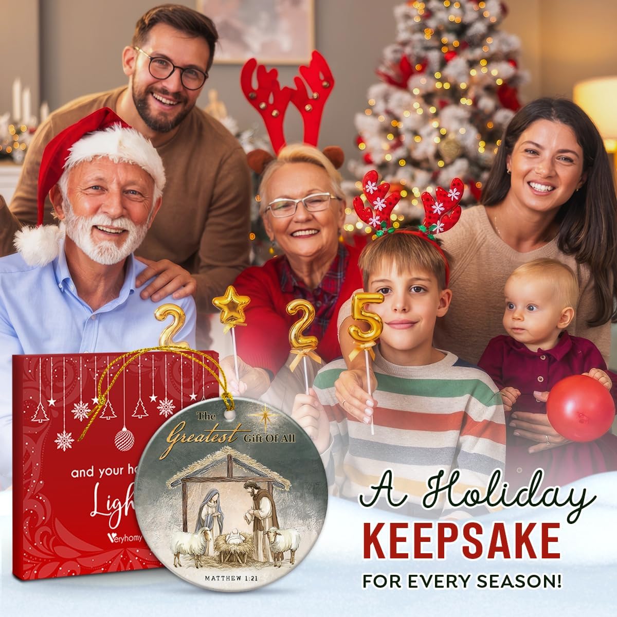 Nativity Christmas Ornaments 2025 - Jesus Manger Nativity Scene Ornament for Tree Decorations - Religious, Church Party Exchange Gifts for Christian Family, Friends - Image 6