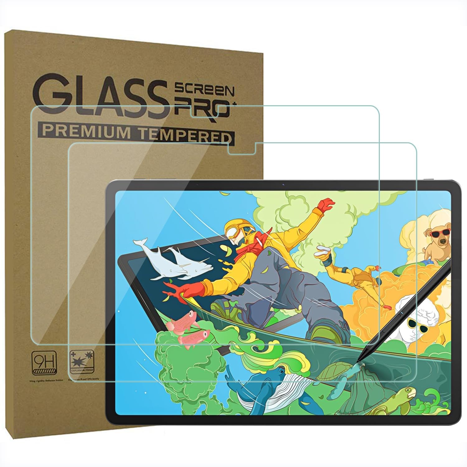 2-Pack Tempered Glass Screen Protector for Ugee UT3 Tablet 14.25 inch, Ultra Clear Transparency Anti-Scratch 9H Hardness