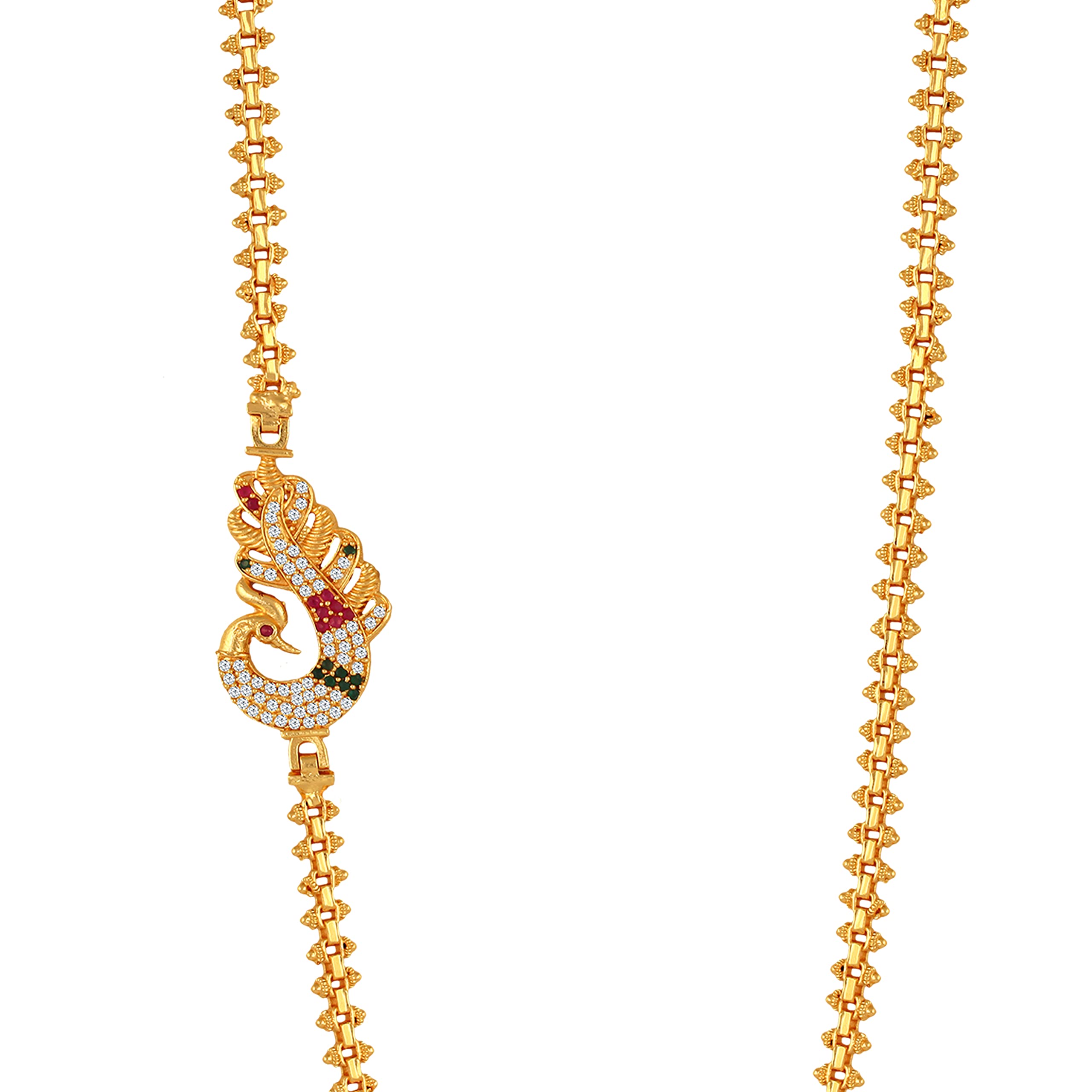 MEENAZ mugappu chain for women girls wife traditional Jewellery Stylish American diamond AD CZ Ruby emerald golden muggapu long 1 one gram gold south indian temple Peacock Necklace for women 280 (B0BYZCGL9W) Amazon Price History, Amazon Price Tracker