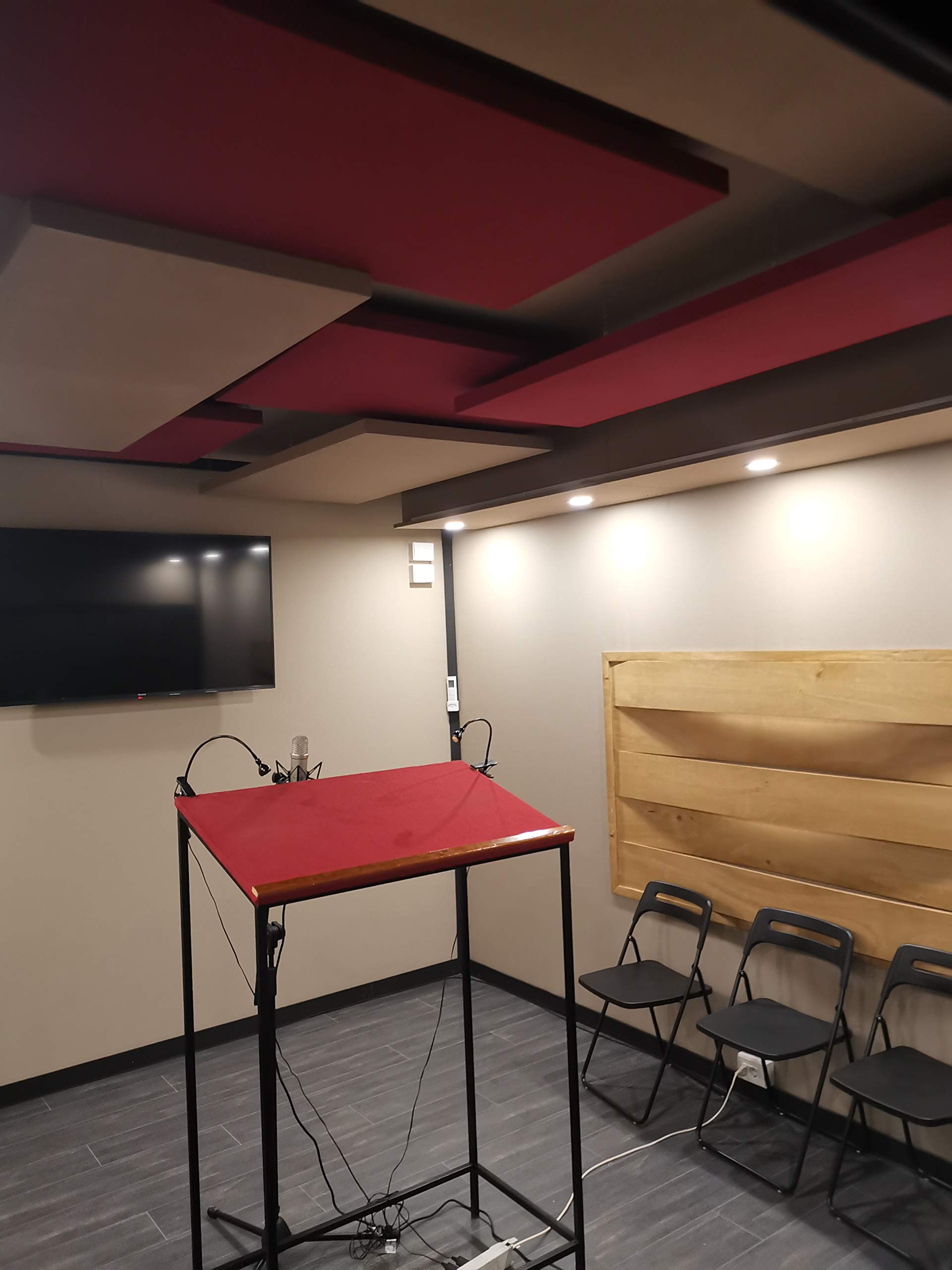 Pannelli fonoassorbenti Decorativi per Pareti, Pannelli Fonoassorbenti Soffitto, pannelli acustici alte prestazioni 124x64x5 Cm (Rosso)
