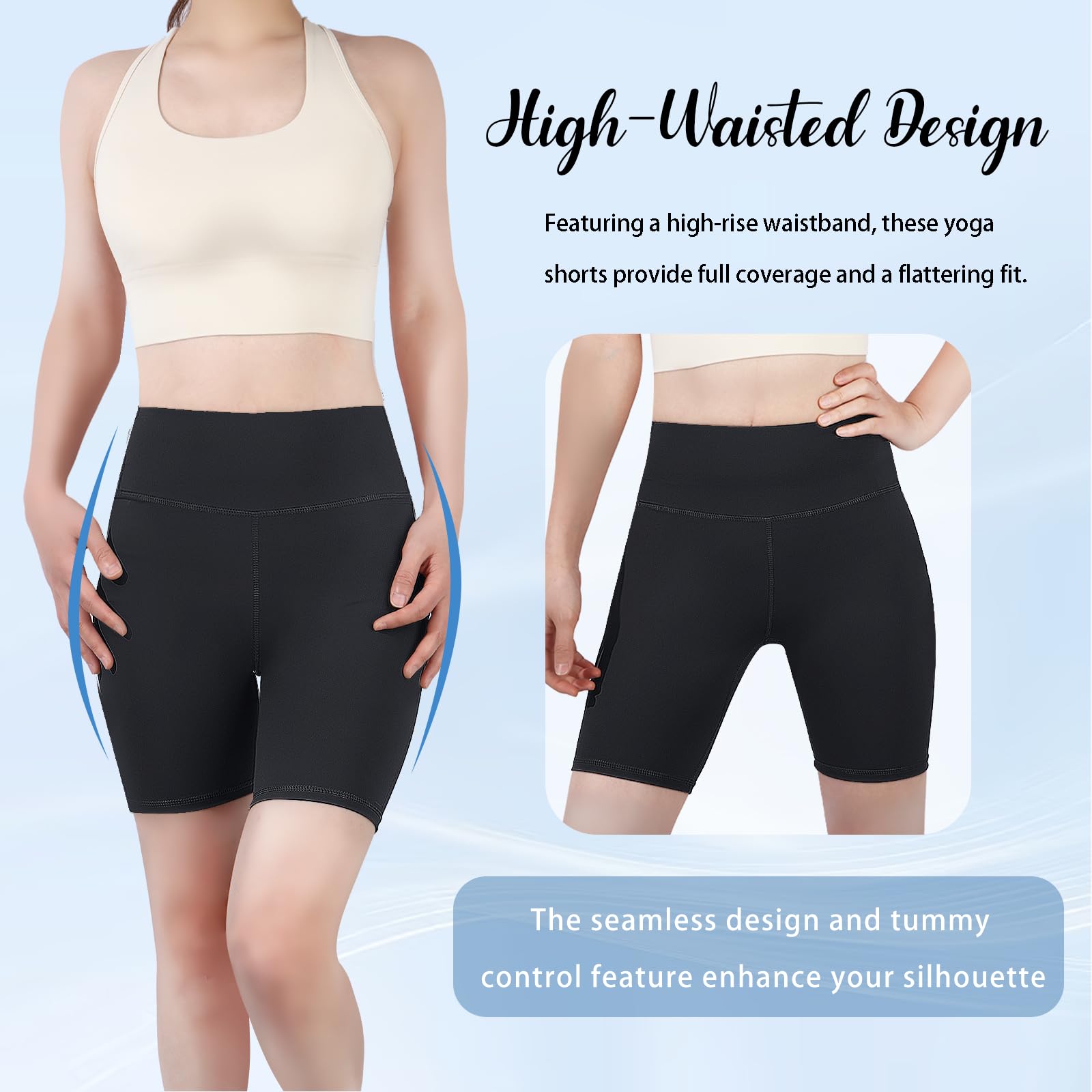 Ynport Crefreak Pantaloncini da Ciclismo Donna Vita Alta Confezione da 3 - Pantaloncini Sportivi Elastici per Corsa, Gym e Allenamenti - Abbigliamento Sportivo Morbido e Comodo