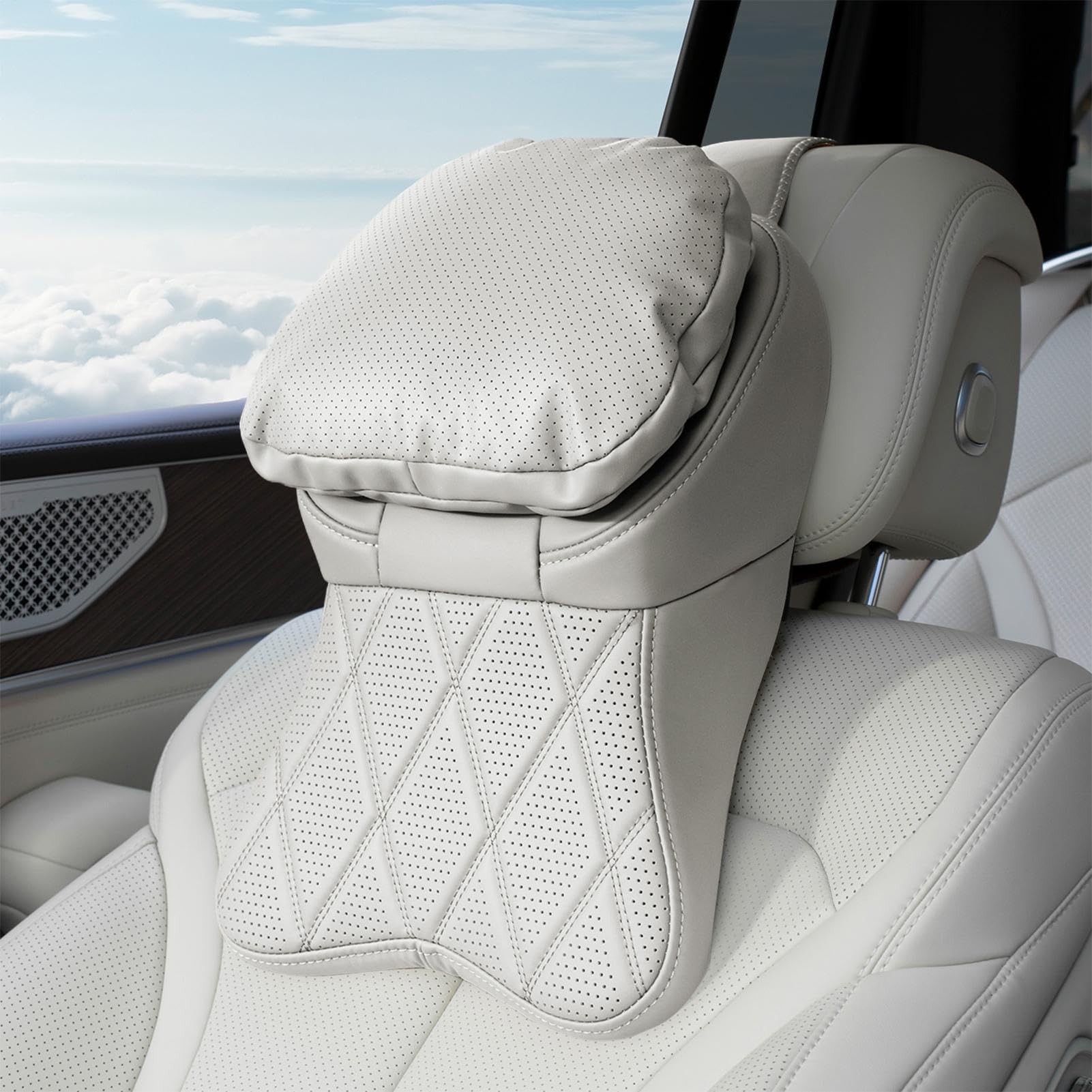 Reposacabezas Ergonómico para Coche Cojín Ergonómico Con Correa Ajustable | Cojín Reposacabezas para Automóvil para Oficina Conducción Viajes y Desplazamientos en Camión Avión