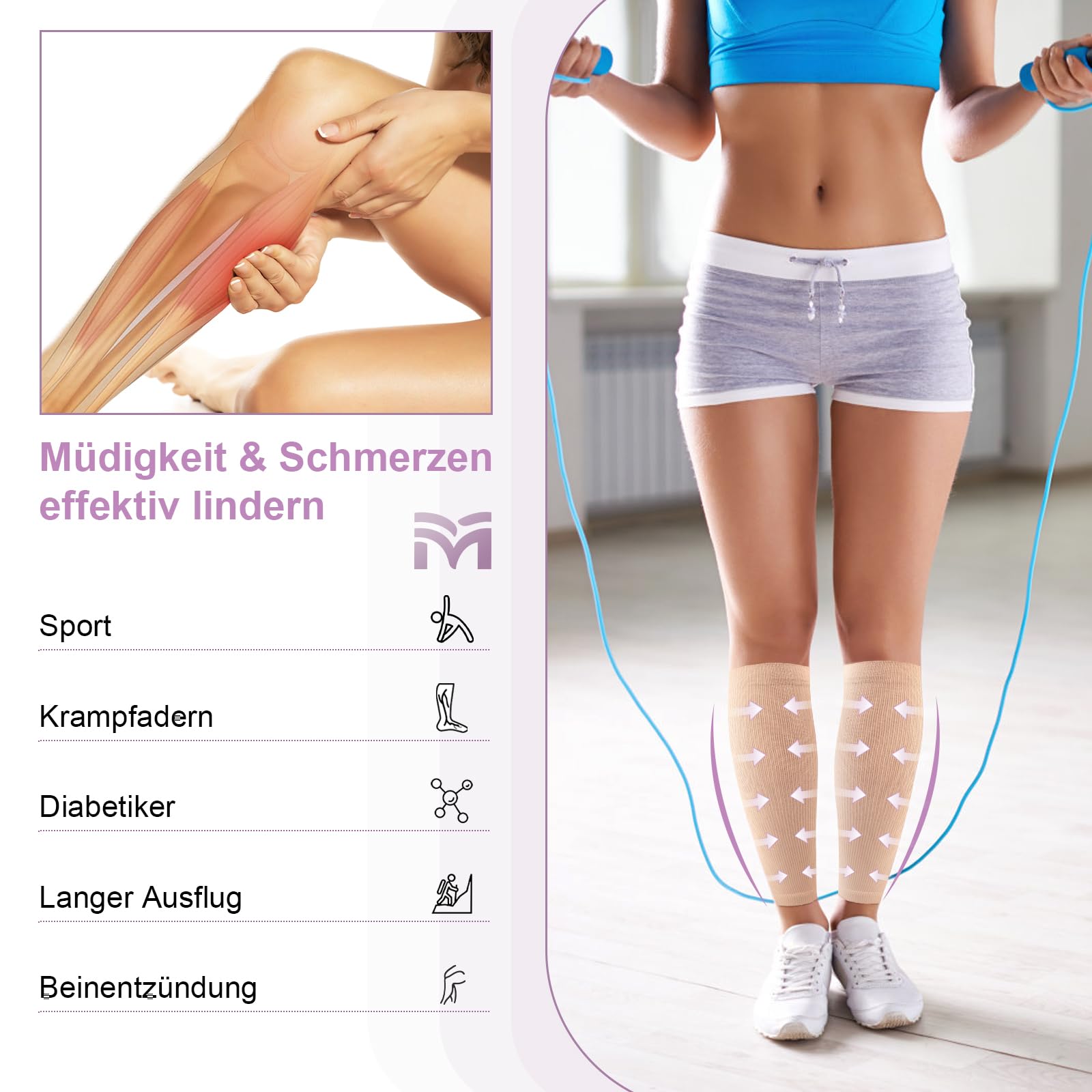 2 pares de medias de compresión para hombre y mujer, 20-30 mmHg, clase 2, medias de compresión médica, soporte graduado, medias de trombosis
