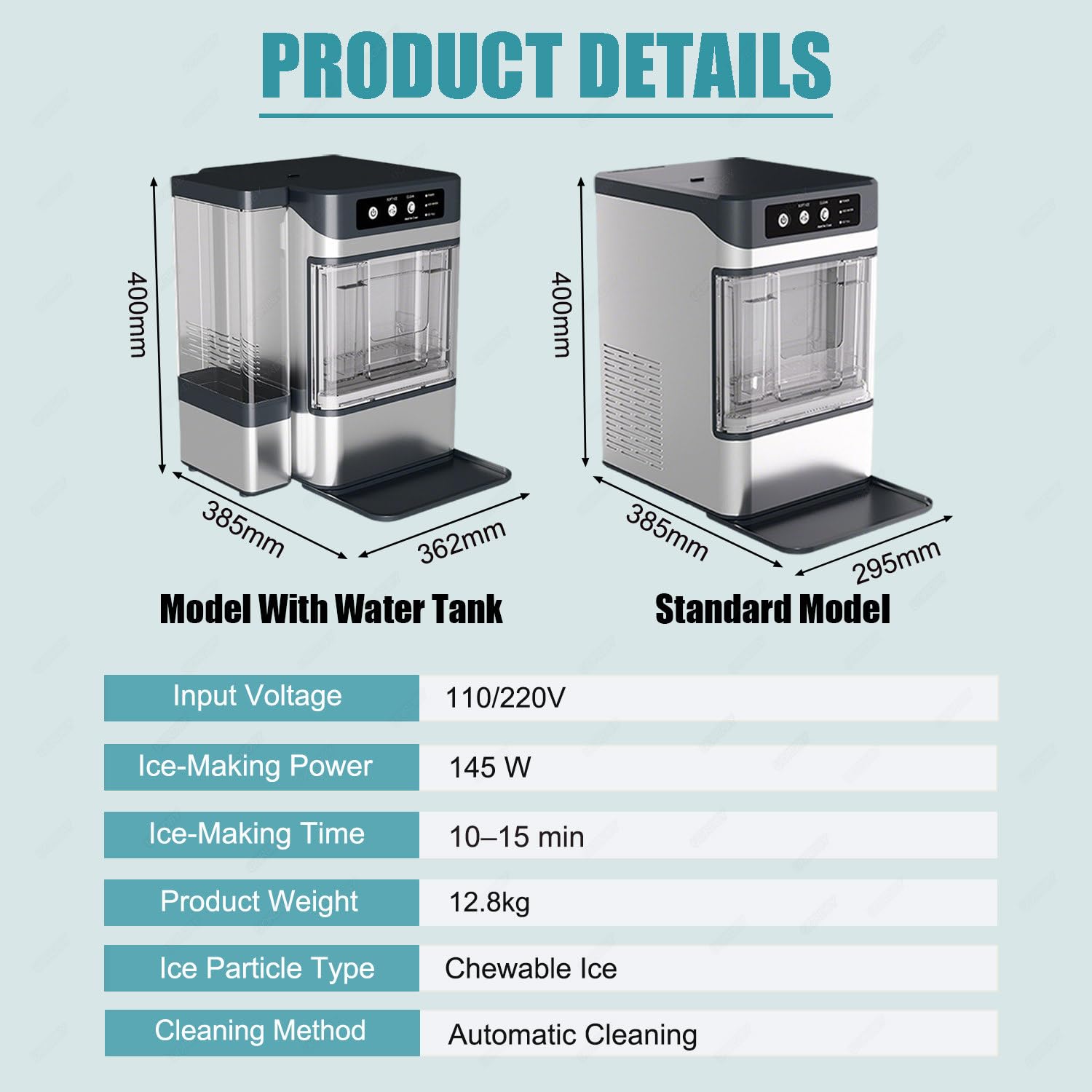 Nugget Ice Maker Countertop, Chewable Ice Maker, Self-Cleaning Portable Ice Maker Built-in Water Reservoir for countertops in Kitchens, Offices, Bars, or Small cafes WithWaterTank on Fridge.com