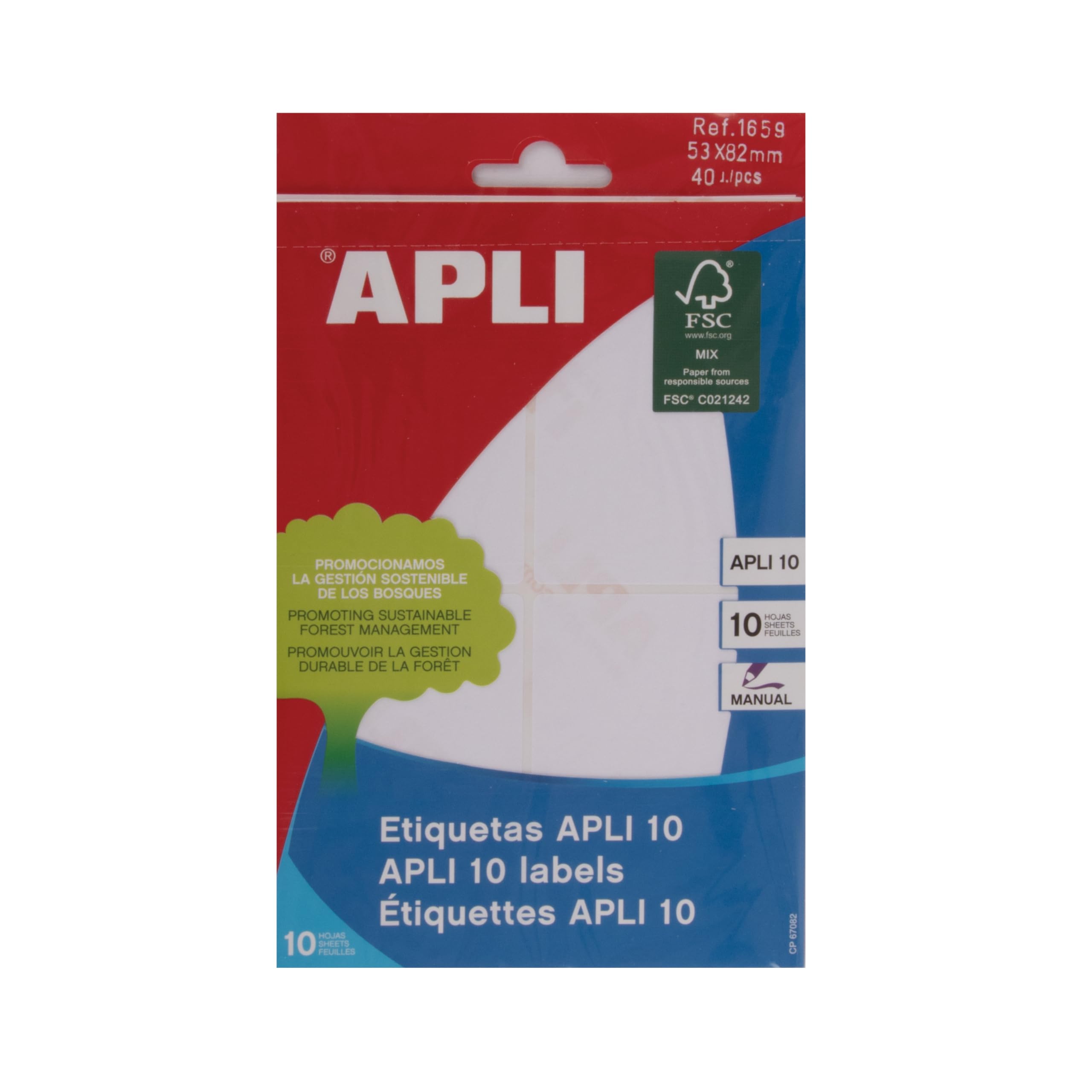 Apli 53 x 82 mm Labels (Pack of 10 Pages)