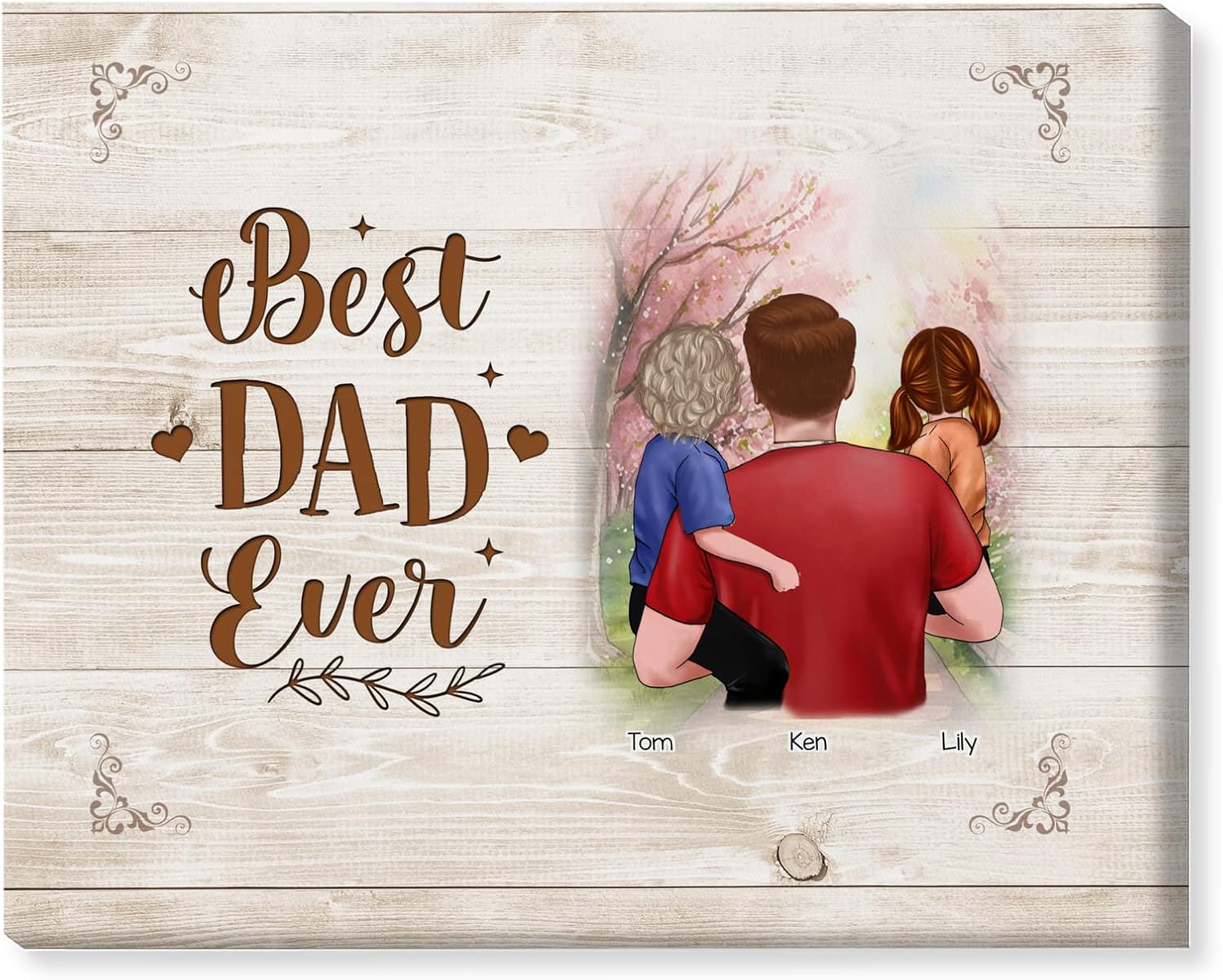 GOSSBY Personalized Custom Canvas (2 Children) The love between a father and his children is forever Custom Gift for Mother's Father's Day From Daughter Son Personalized Canvas Prints with Your Photos
