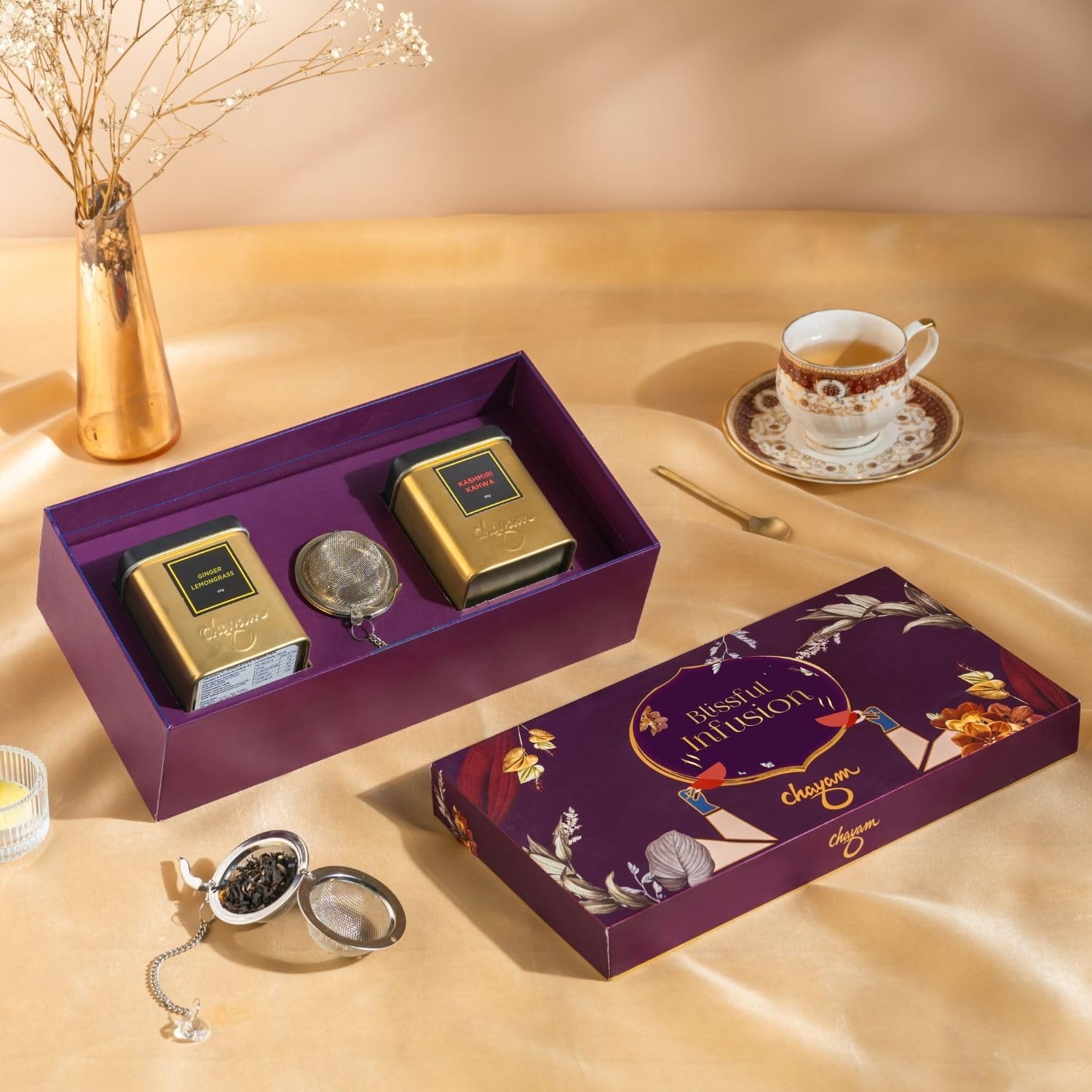 CHAYAM Tea Gift Set with Infuser | 2 Loose Leaf Tins – Kashmiri